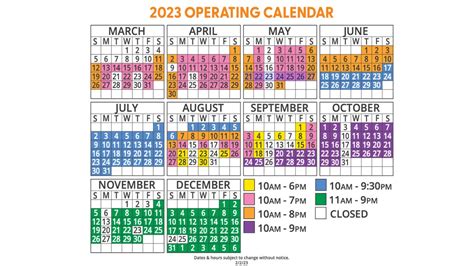 Dollywood Operating Calendar 2023